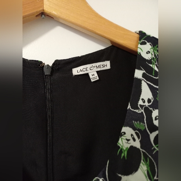 Modcloth Lace&Mesh Panda and Bamboo Dream Fit and Flare 60s Style Dress - Picture 3 of 6